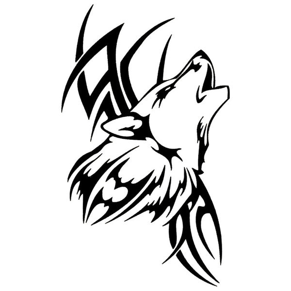 8.9*15CM Tattoo Wolf Car Motorcycle Body Stickers Vinyl Car Styling Decal Accessories Black-Silver C9-1107