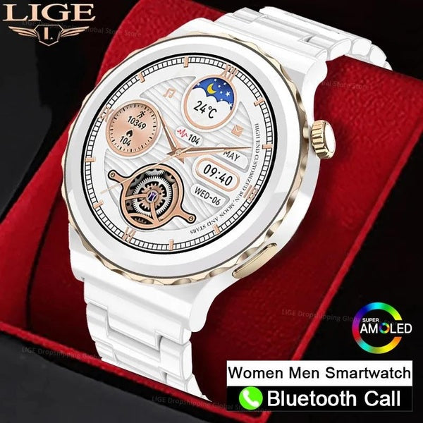 LIGE 2023 AMOLED montre intelligente femmes Bluetooth appel montre-bracelet fréquence cardiaque étanche Smartwatch hommes pour Android IOS