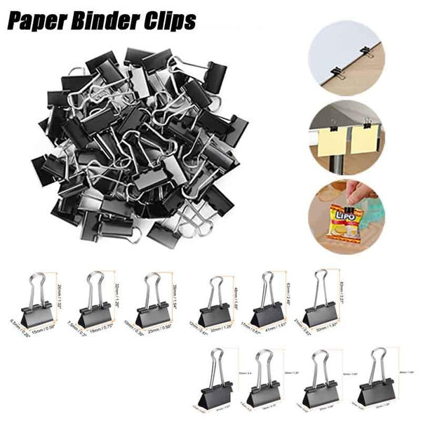 Fold back Metal Binder Clips Long Tail Clip Black Grip Clamps For Office School Stationery Paper Document Clips Ticket Organizer