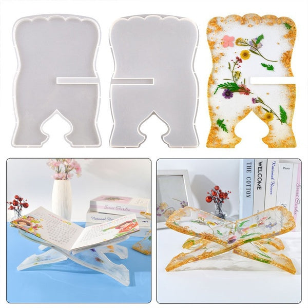 DIY Silicone Mold for Resin Epoxy Crystal Desk Reading Bookshelf Casting Resin Book Holder Making Mold(Only Mold)