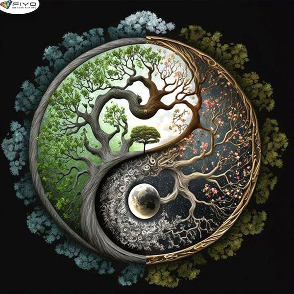 5D Diamond Painting Tree Diamond Embroidery Full Rhinestone Diy Mosaic Cross Stitch Kit Home DecorGift(FullRound15x25-20x30-30x40-40x50-50x70cm)(Full