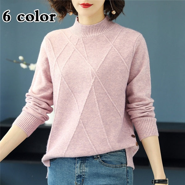 Beautiful Pink Turtleneck Sweater Women Autumn Winter Long Sleeve Pullover Sweater Pull Female Knitted Tops Jumper Ladies Women's Fashion