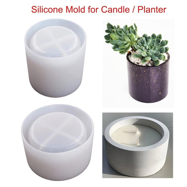 3 Sizes Silicone Candle Planter Molds Round Succulent Flower Pot Mould for Cement Concrete DIY Homemade