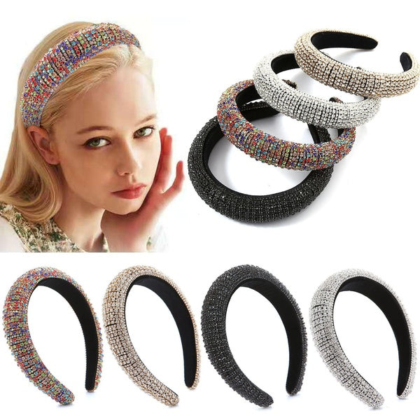 Hairband full rhinestone handmade sponge high skull hair accessories retro Baroque hairband Bejeweled Hairband Glitter Hair Accessories for Women Gir