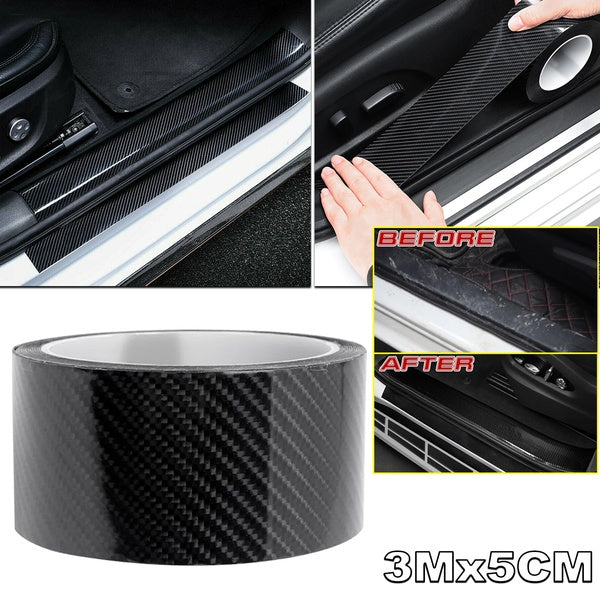 5D Carbon Fiber Style Roll Sticker Door Bumper Hood Body Guard Cover Sill Side Skirt Protect PVC Film Decal 3M Universal Strip Door Edge Trunk