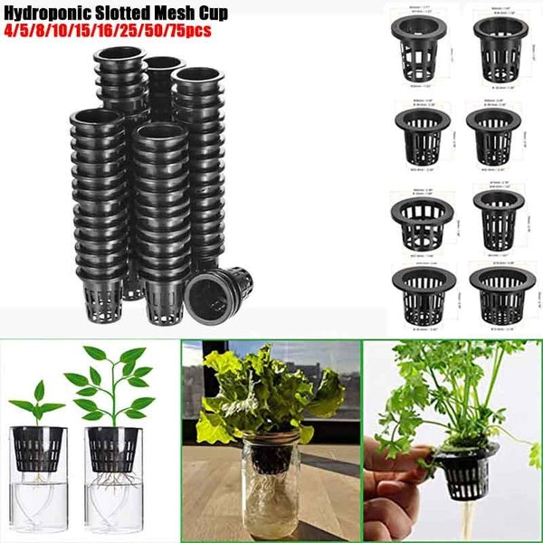4-5-8-10-15-16-25-50-75pcs Aquarium Fendue Plante Cultiver Pot Hydroponique Maille Pot Culture Hors Sol Plante En Plastique Rooter Tasse Pour La Mais