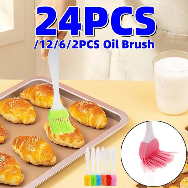 24-12-6-2PCS Silicone Oil Brush For Household Baking And Barbecue, Bread Pancake Silicone Brush,Easy to Clean, and Durable Kitchen and Barbecue Tool