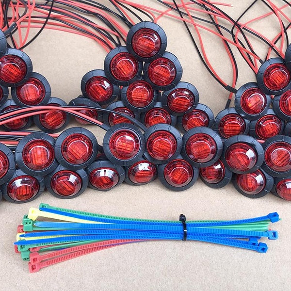 50 Pcs 3-4" Inch Mount Red 3 LED Clearance Markers Bullet Markers, feux de position latéraux, feux de position à LED, feux de position latéraux à LED