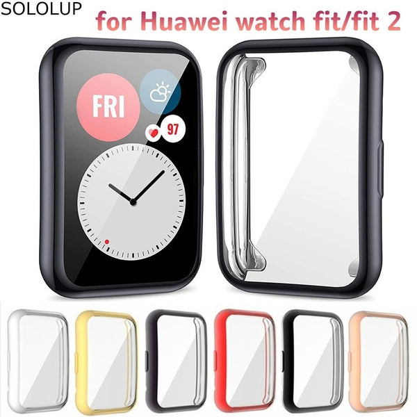 SOLOLUP TPU Case for Huawei Fit2 Watch for Huawei Watch Fit - Fit 2 Plated Cover Smartwatch Accessories Bumper All-Around Screen Protector