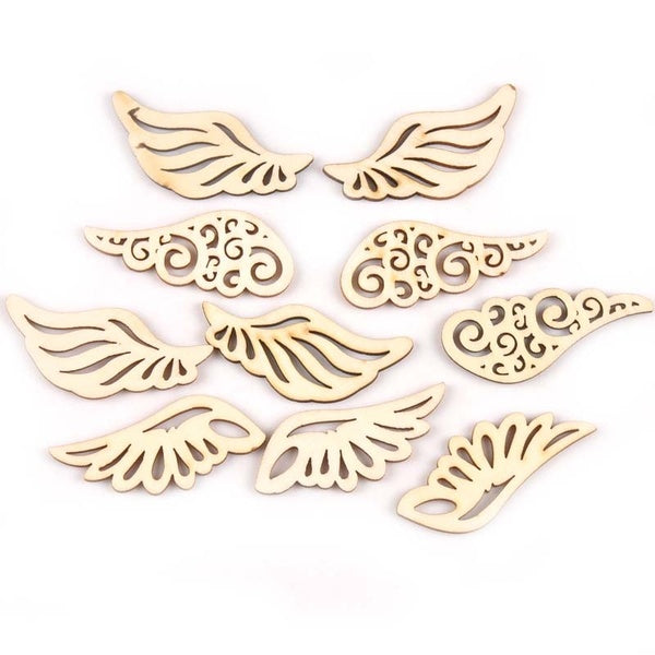 20pcs 25x56mm Mixed Natural Wood Wing Pattern DIY Crafts Scrapbooking Wooden Ornament For Kid Painting Home Decoration MT1891