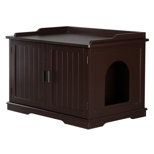 FCH Cat Litter Box Enclosure Cabinet Large Wooden Indoor Storage Bench Furniture