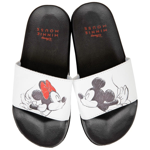 Disney Mickey Mouse et Minnie Mouse partageant un baiser tongs pour femme