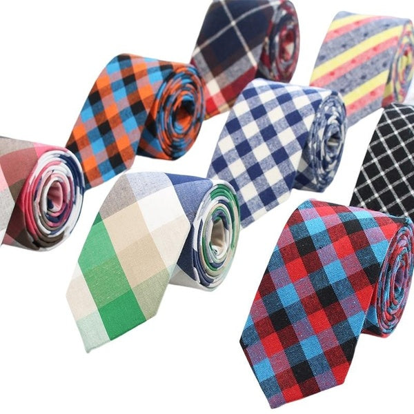 ZONFAZ Fashion Cotton Tie Classic Men's Plaid Necktie Casual Tartan Suit Bowknots Ties Colourful Cotton Male Skinny Slim Ties 6cm