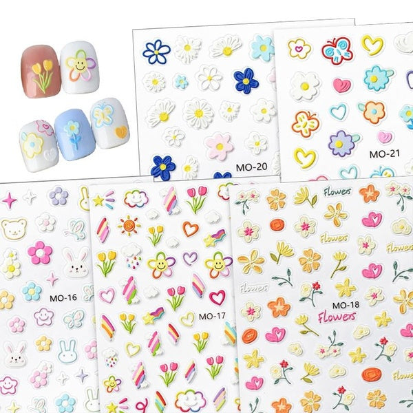 1pc Flowers Nail Sticker 3D Nail Decals stickers