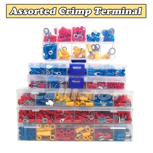 373-300-280--230-102PCS Assorted Wire Connectors Insulated Electrical Wire Terminals Wire Crimp Connector Ring Fork Spade Butt Connector Kit