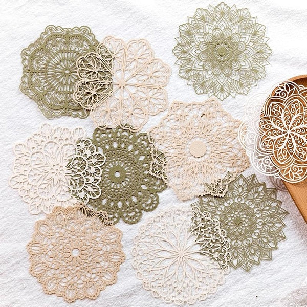 10Pcs-Pack Lace Decoration Paper Perfect for Journal Collage Scrapbooking DIY Album Material Stationery