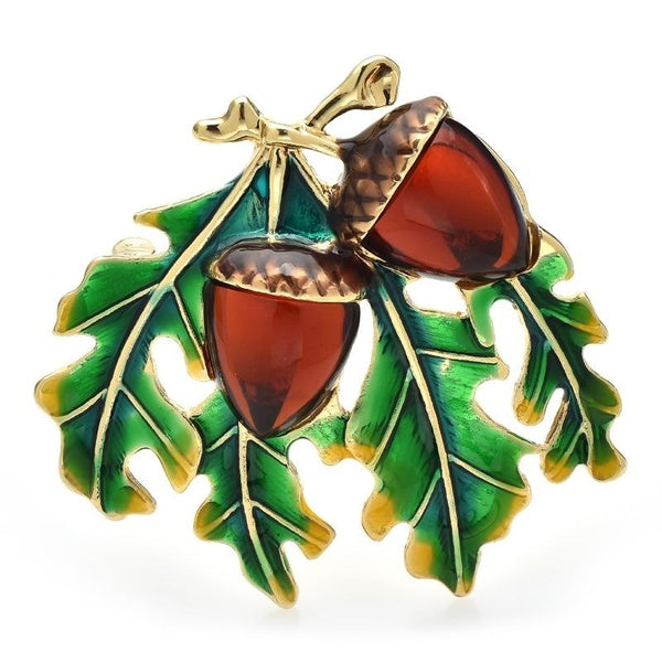Pine Nuts Brooches For Women Enamel Pine Tree Leaves And Cones Plants Party Casual Brooch Pin Gifts