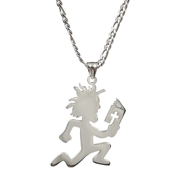Tout nouveau Hatchetman ICP Bible livre charme en acier inoxydable poli des deux côtés pendentif collier figaro chaîne 30 pouces