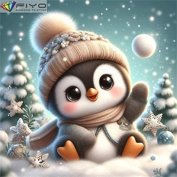 FIYO Penguins DIY 5D Diamond Painting Full Drill with Number Kits Home and Kitchen Fashion Mosaic Diamond Painting Canvas Wall Decoration Gift Crafts