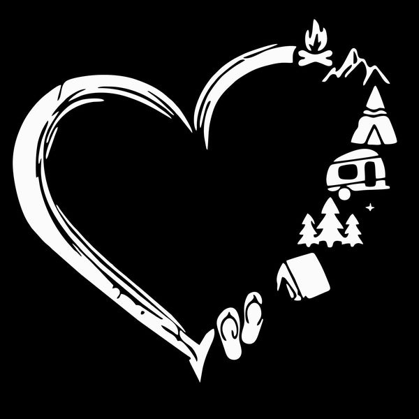 2PCS Set 17cm Heart Love Camping Vinyl Decal Sticker Car Bumper Sticker Car Stickers Decal Decor Home Decoration Car Sticker