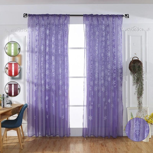 1pc=1 Panels Christmas Sheer Window Curtains Snowflake Party Atmosphere Decorative Curtains For Living Room Bedroom Kitchen Home Decoration