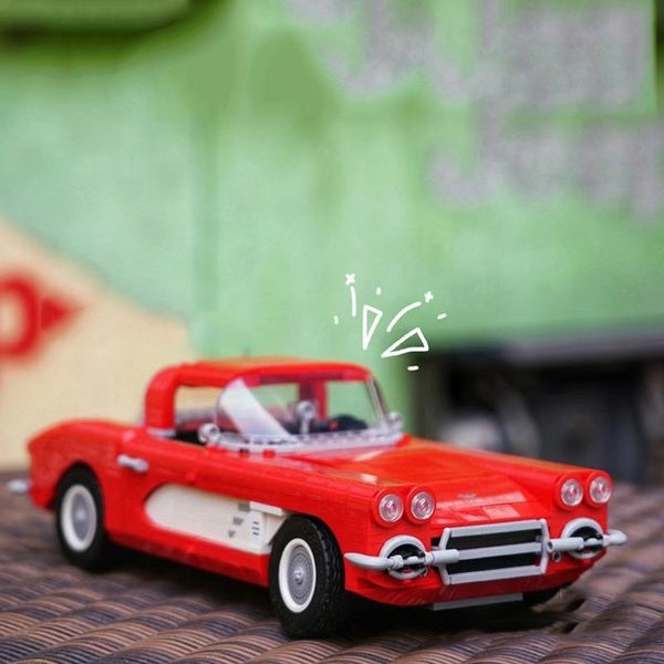 New Retro Red Racing Car Model Building Block Brick Educational Assembly Toy Children Boy Gift