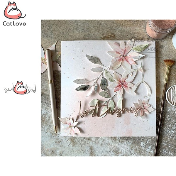 Meilleurs voeux mots matrices de découpe en métal Scrapbooking pochoir découpes fabrication de cartes bricolage artisanat décoratif gaufrage nouvelle