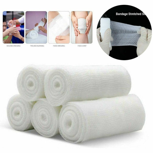 5 Rolls Medical First Aid Treatment Elastic Bandage Gauze Athletic Care Tape []