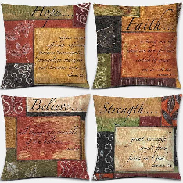 Hope Love Faith Believe Strenght print square pillowcase home decoration car sofa cushion cover（45cm*45cm）