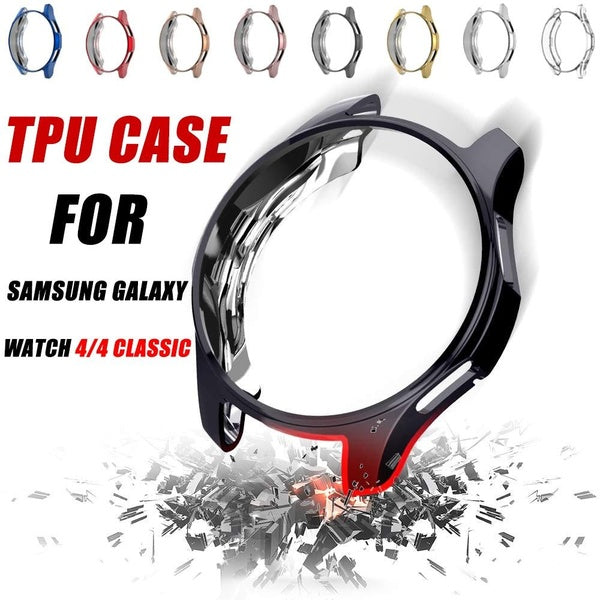 Soft TPU Case with Film For Samsung Galaxy Watch 4 Classic 46mm-42mm Plated All-around Anti-fall Screen Protector for Galaxy Watch 4 44mm-40mm