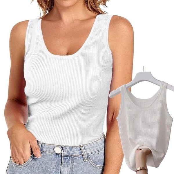 Women's Fashion Solid Color Tank Tops Sleeveless Camisole Plus Size Tops Slim Fit Motion Shirt Casual Sport Wear Gym Fitness Workout T-Shirt Streetwe