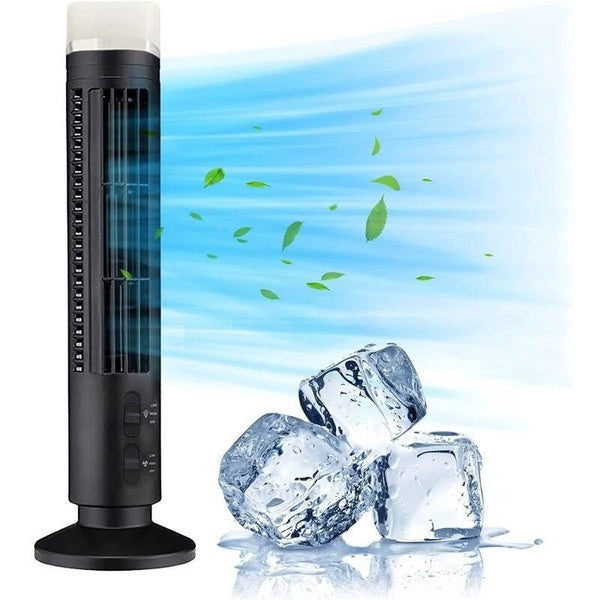 Electric Bladeless Tower Cooling Fan Portable Air Conditioner Desktop Cooling Mini Tower Fan with Stand 2 Gear Speed