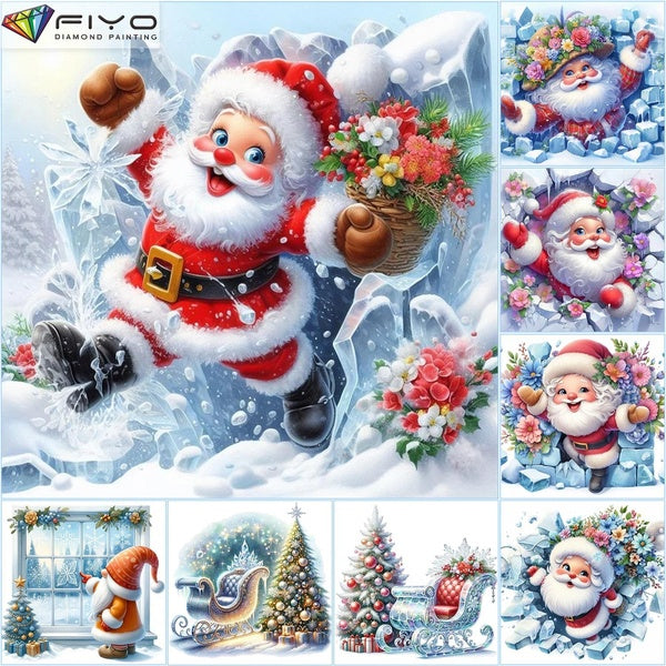 FIYO Merry Christmas DIY 5D Diamond Painting Full Drill with Number Kits Home and Kitchen Fashion Mosaic Diamond Painting Canvas Wall Decoration Gift