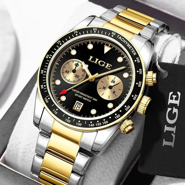 LIGE homme montre décontracté Quartz montre-bracelet mâle de luxe étanche en acier inoxydable montres pour hommes Date horloge lumineuse Reloj Hombre
