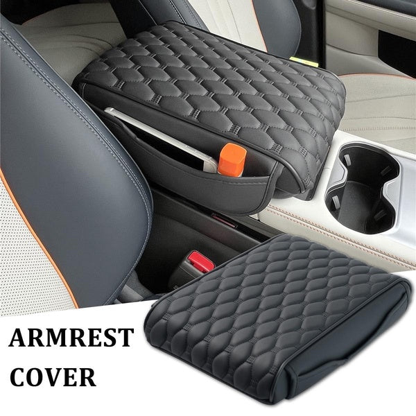 PU Leather Car Armrest Pad Cover Center Console Box Cushion Mat Protector with Storage Pocket Car Interior Accessories