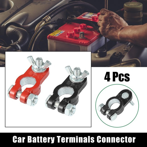 4pcs Car Battery Cable Terminal Clamps Quick Release Connectors with 4 Washers Universal Fit for Car Truck SUV Boat Motorcycle