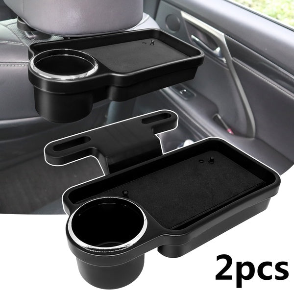 2PCS Universal Car Back Seat Storage Headrest Organizer Tray Cup Holder Phone Mount Stand Auto Travel Food Drink Table Desk Foldable