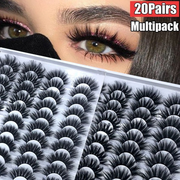 24Styles 10-20 Pairs Eye Makeup Tools Natural Long False Handmade False Eyelashes 3D Mink Hair Eye Lashes Extension Thick Cross Eyelashes