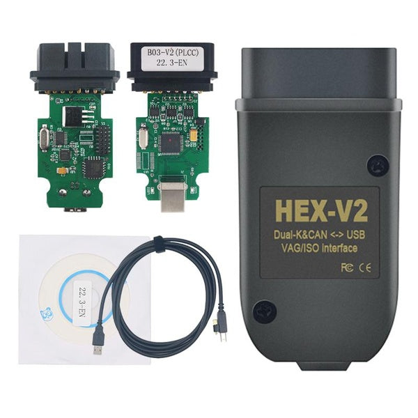 For VAGCOM V22.9 22.3 OBD2 Scanner HEX V2 VAG COM 22.3.1 USB Interface Unlimited VINs ATMEGA162