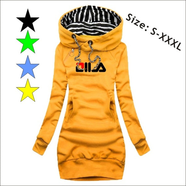 Autumn and Winter Womens Fashion Long Hoodie Slim Fit Dress Popular Hoodie Hooded Womens Long Sleeve Sweater