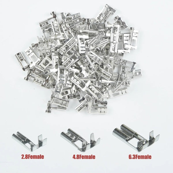 20 Sets Spade Female Quick Disconnects 4.8-6.3mm Gauge Silver Flag Electrical Crimp Terminals Connector + Insulation Sleeve