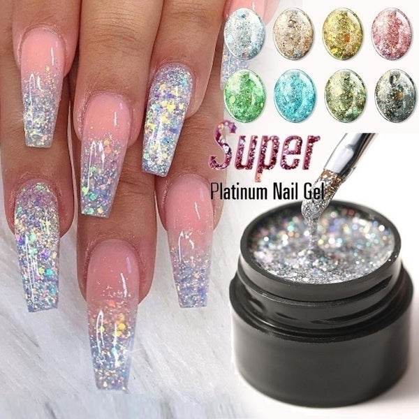 1 Pcs Hybrid Varnish Gel Nail Polish Fashion Glitter Super Platinum Nail Gel Painting Nail Art UV Gel Lacquer 8 Colors