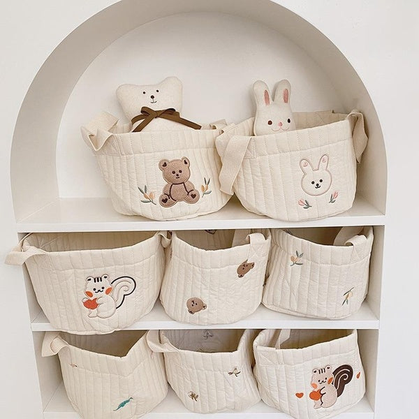 Nouveau sac à couches Nappy Caddy bébé articles jouet sac de rangement pour nouveau-né berceau organisateur literie coton broderie maman sac Bebe
