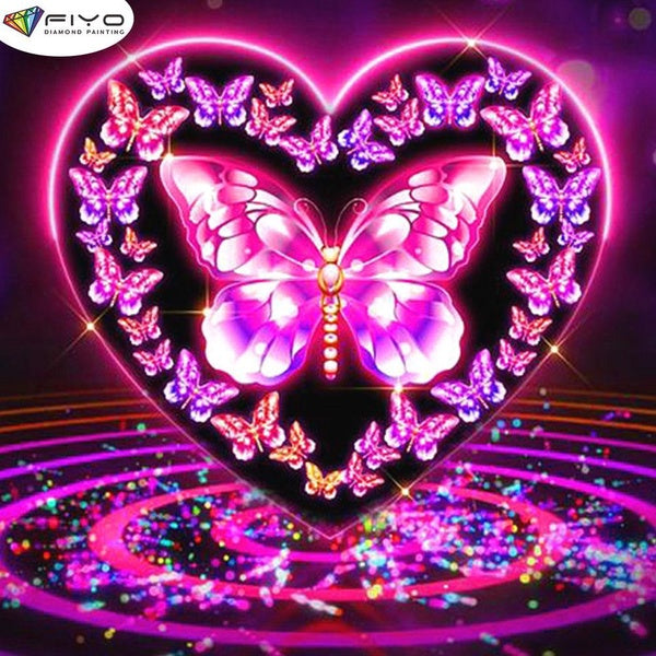 FIYO Butterfly Diamond Painting Kits For Adults DIY 5D Diamond Mosaic Diamond Painting Home and Kitchen Fashion Canvas Pictures Wall Decoration Gifts