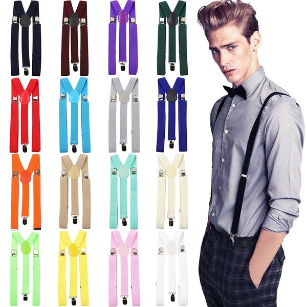 ZONFAZ Suspenders for Men and Women Adjustable Elastic Y-Back Braces with Heavy Duty Clips