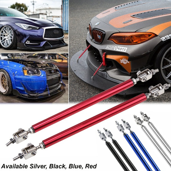 8"-11" Adjustable Car Front Bumper Lip Splitter Strut Rod Tie Support Bars Universal
