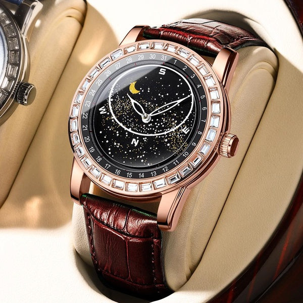 2023 Nouveaux Hommes Montres Diamant Montre Top Marque De Luxe En Cuir Marron Casual Montre À Quartz Hommes Sport Étanche Horloge Montre Relogio Masc