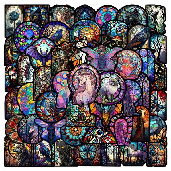 10-50pcs Vintage Gothic Stained Glass Stickers Church Art Glass graffiti Stickers for DIY Luggage Laptop Motorcycle Bicycle Stickers