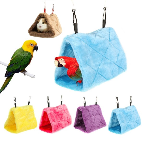 Warm Soft Plush Birds Parrot Hammock Nest Pets Hang Bed Cave Cage Parrot Hammock Coral Velvet Hut House Suitable for Lovebird