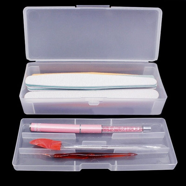 Rectangle Double Layer Nail Art Tool Organizer Storage Box for Tweezers Clippers Pens Polish Nail Brushes Plastic Container